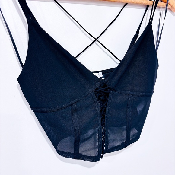GARAGE Black corset cropped tank top - Picture 3 of 5